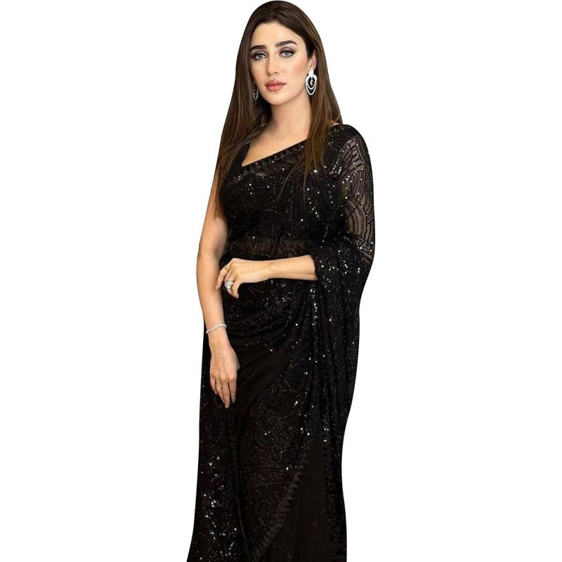 Saree Georgette Women - Женское сари из жоржета с вышивкой