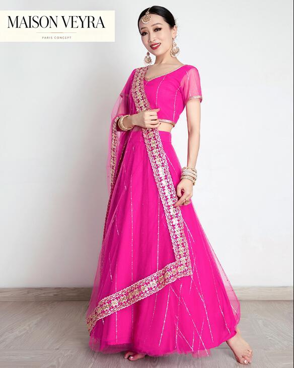 Saree Georgette Women - Индийское женское сари с вышивкой, из
