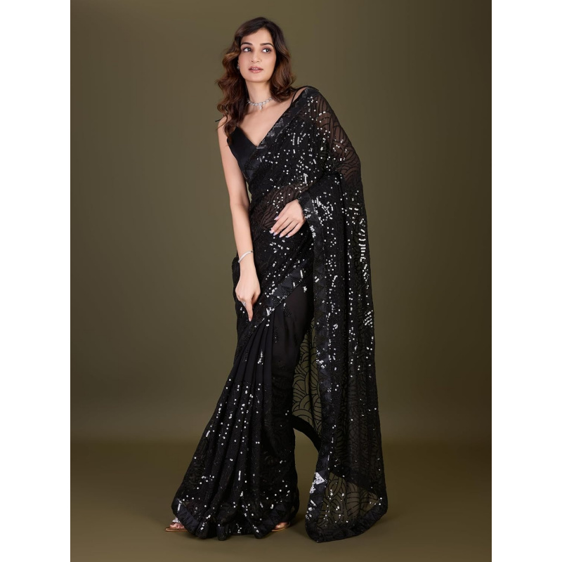 Женское сари из жоржета с выши – обзор и цена Saree Georgette Women