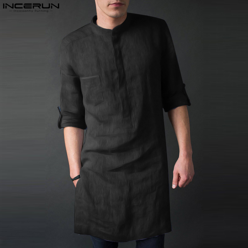 INCERUN мужские футболки миди  – обзор и цена Kurta Men Cotton
