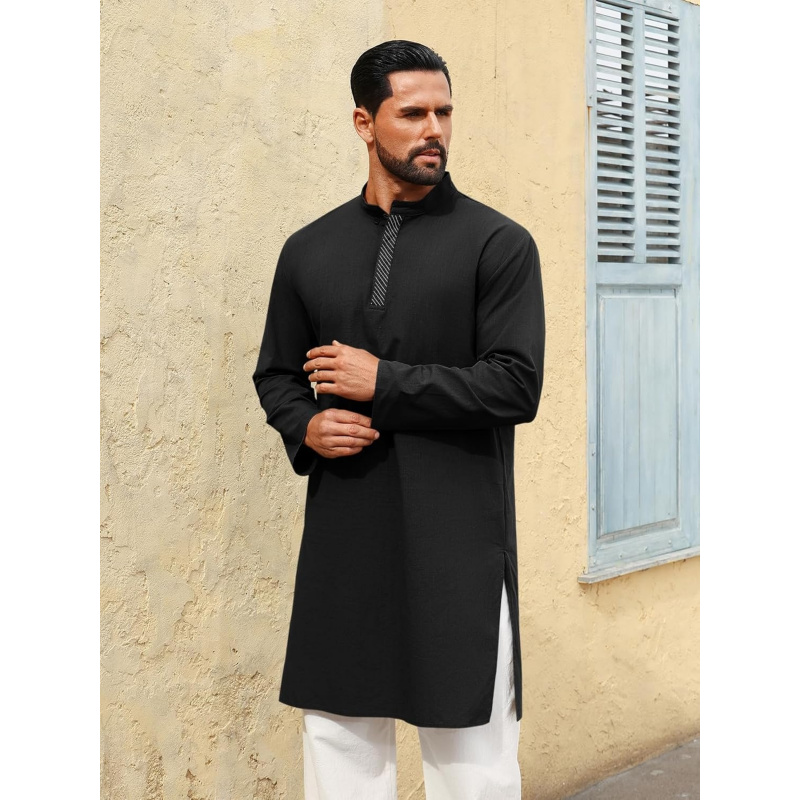 Мужской кафтан-тобе с длинным  – обзор и цена Kurta Men Cotton